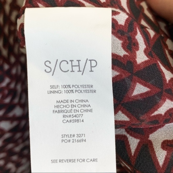 CAbi red,black and white geo print Venus Cowl Neck Blouse Valentine's Day - Picture 10 of 11